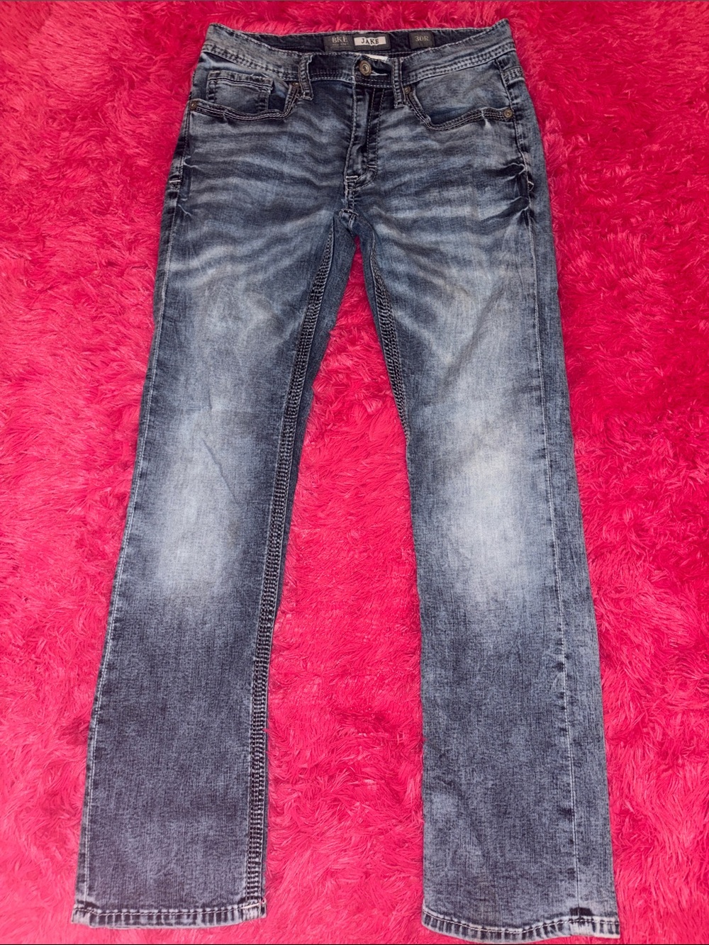 BKE Men's Jake Washed Blue Straight Jeans